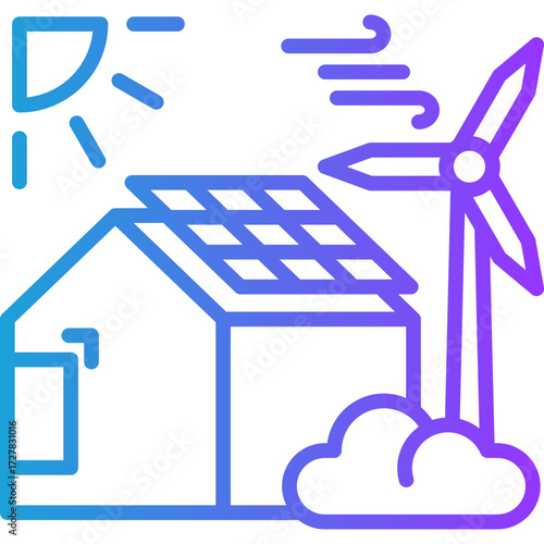 Solar Panel line gradient icon