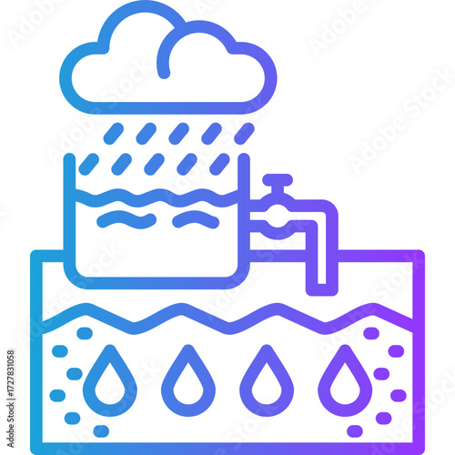 Rainwater Harvesting line gradient icon