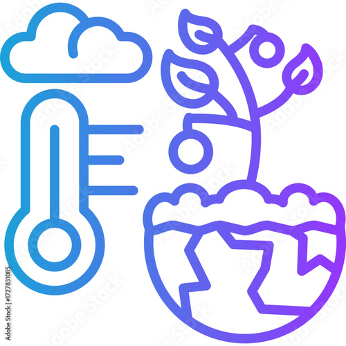 Climate Change Action line gradient icon