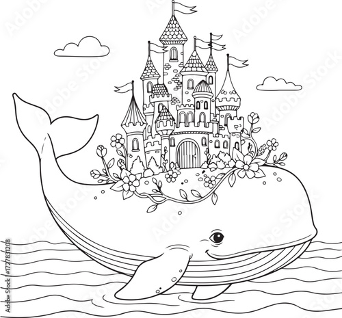 Whale coloring page for kids or adults