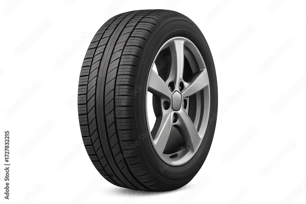 Obraz premium Car tire and alloy wheel on transparent background