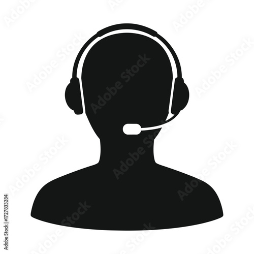 Customer service icon person headset microphone silhouette for support