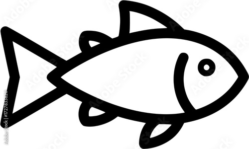 Simple fish drawing vector illustration aquatic animal outline design sea life icon graphic art, isolated

