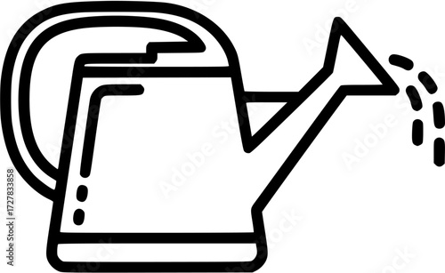 Watering can vector icon illustration for gardening and plant care needs black and white design
