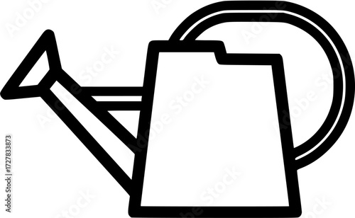 Watering can vector icon illustration for gardening and plant care needs black and white design
