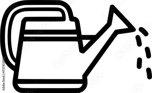 Watering can vector icon illustration for gardening and plant care needs black and white design
