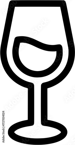 Wine glass vector icon illustration of alcoholic beverage drink in minimal line art style design
