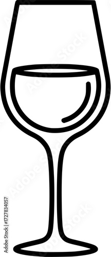 Wine glass vector icon illustration of alcoholic beverage drink in minimal line art style design
