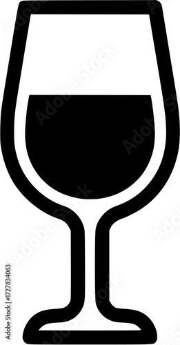 Wine glass vector icon illustration of alcoholic beverage drink in minimal line art style design
