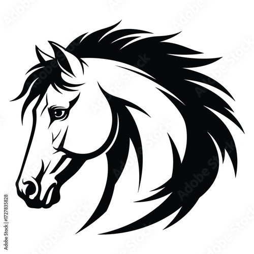 Majestic horse head profile with flowing mane powerful equine art