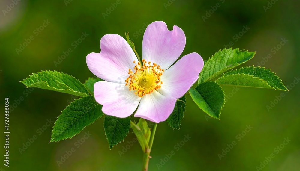 Obraz premium Close-up of a delicate pink rosehip flower