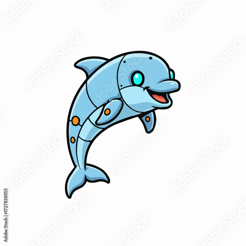 Cute robot dolphin vector illustration futuristic marine animal icon scalable