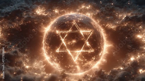 Energetic David Star Symbol Planet Nebula Visuals for Religious and Spiritual Purposes