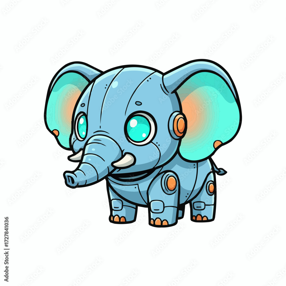 Naklejka premium Cute robot elephant illustration vector scalable adorable mechanical animal character design