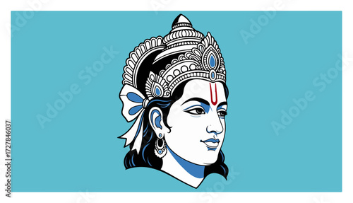 Portrait of Lord Rama The Hindu God King