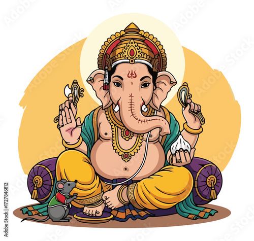 Lord Ganesha the Hindu God Vector Illustration