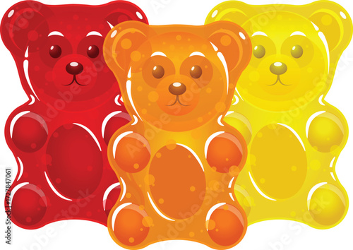 Colorful gummy bears for children or CBD bears