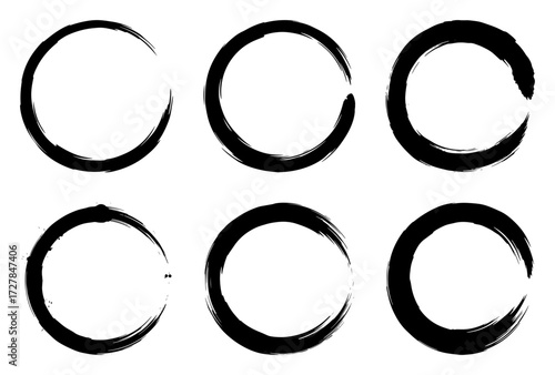 Zen Enso Brush Stroke Circle Vector Set