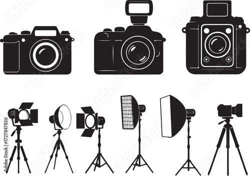  photography and videography equipment icons vector collection.eps