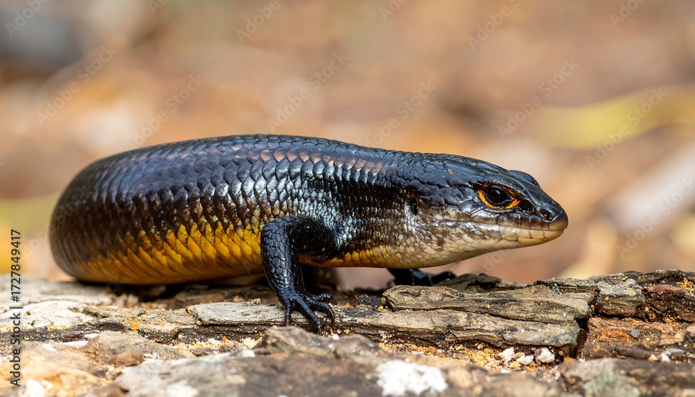 Fototapeta premium Close-up of a lizard on a log