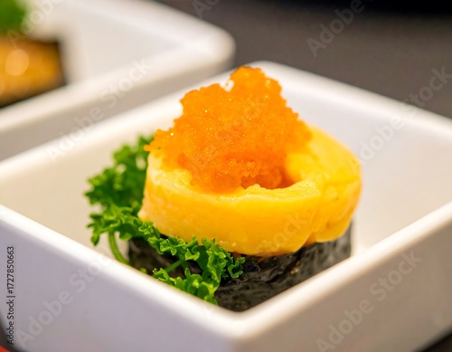 Close-up of a Japanese egg roll appetizer