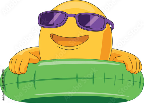 Here is the SEO-optimized title and a comprehensive list of keywords for your Adobe Stock image featuring the cartoon character in a floatie