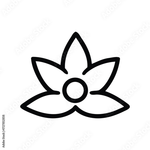 This lotus flower vector illustration is an elegant floral design element with a simple black outline on a white background
