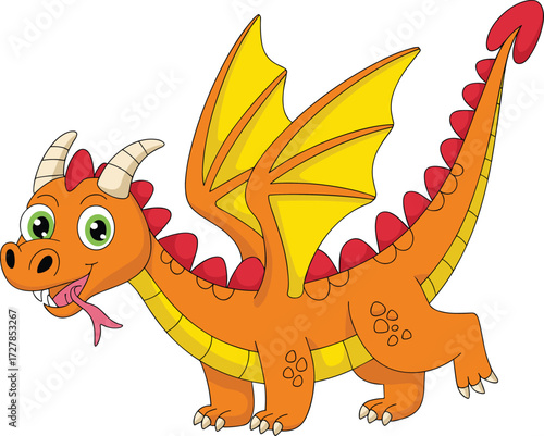That's a very friendly looking dragon! Here is the title and keyword list optimized for Adobe Stock SEO