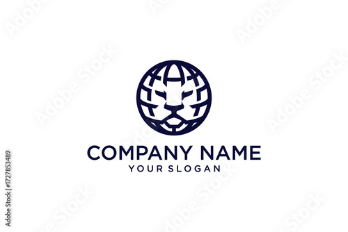 globe lion leo head face image vector icon logo