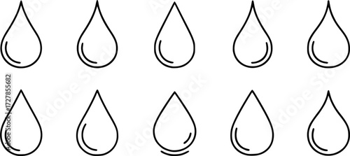 Set of blood drop outline vector icons
