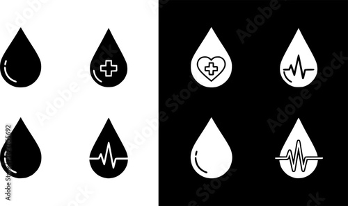 Set of blood drop outline vector icons
