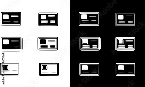 Set of business card rectangle outline vector icons
