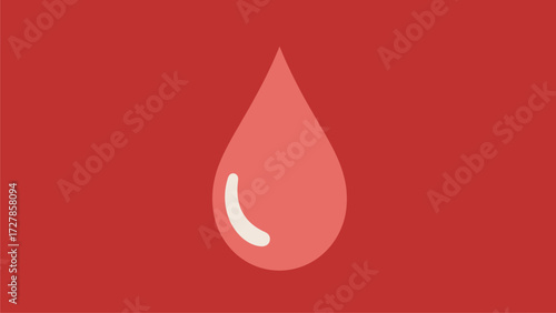Stylized red blood drop icon with highlight on a solid red background