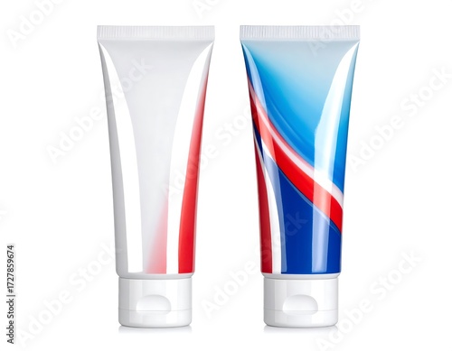 Two tubes of cosmetic product, side-by-side