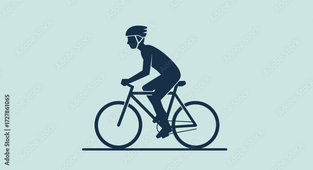 Naklejka premium Dynamic graphic illustration of a cyclist in motion, embodying an active lifestyle and promoting eco-friendly urban mobility with a clean, modern design