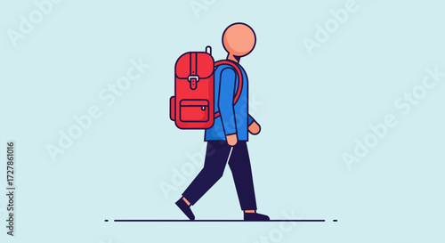 Walking Person with Backpack Animated Illustration of Journey