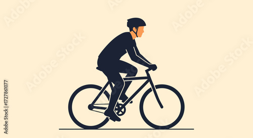 A silhouette of a person riding a bicycle with a neutral background, promoting healthy lifestyle and outdoor activity