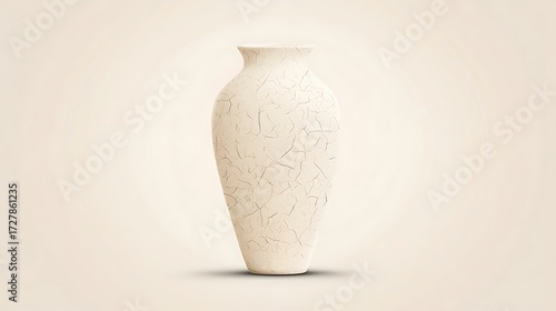 A textured offwhite ceramic vase with a classic urn shape