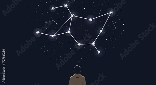 A person gazes up at a constellation, a cosmic connection to the celestial realm