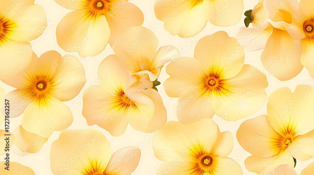 Fototapeta premium Bright yellow primroses create cheerful and vibrant seamless pattern, perfect for spring themes and floral designs