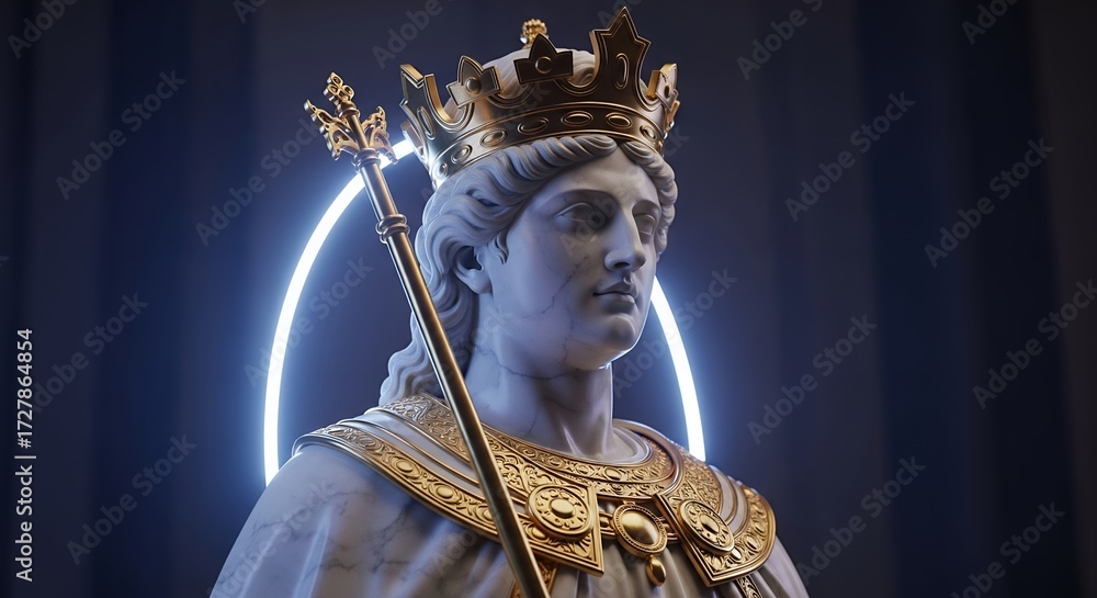 Obraz premium Ancient King Statue with Crown.