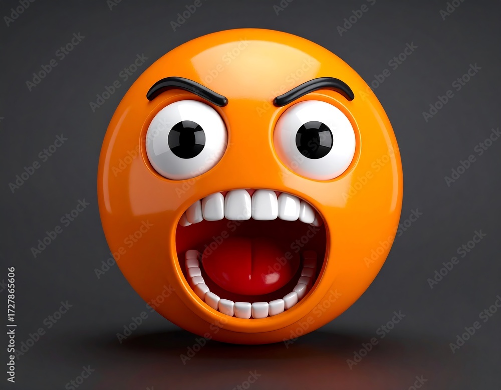 Fototapeta premium Angry, screaming emoticon