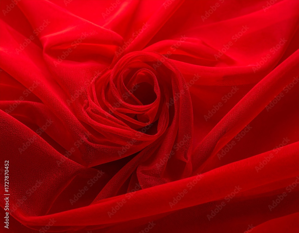 Obraz premium Close-up of red fabric, flowing folds