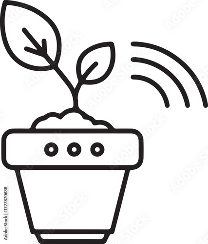 Close up illustration of a smart plant pot with integrated technology for effortless indoor gardening