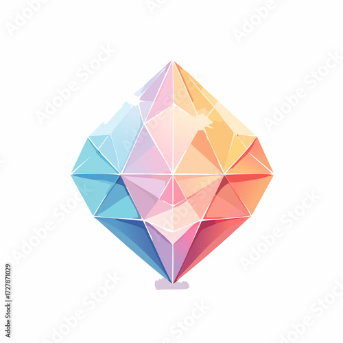 Artistic Illustration of a Colorful Geometric Diamond Shape, Symbolizing Precision and Luxury