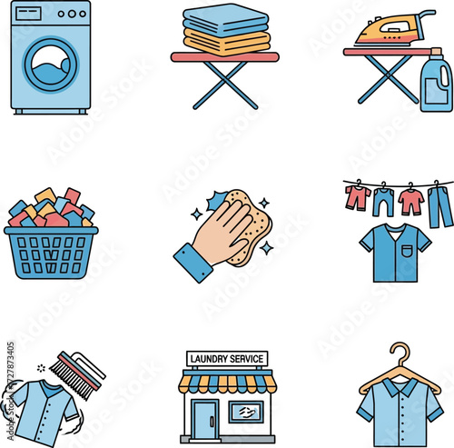 Vibrant Laundry Day and Washing Service Illustrations