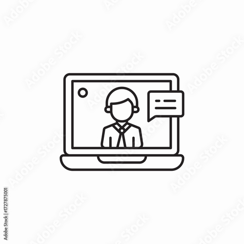 laptop video chat icon sign vector