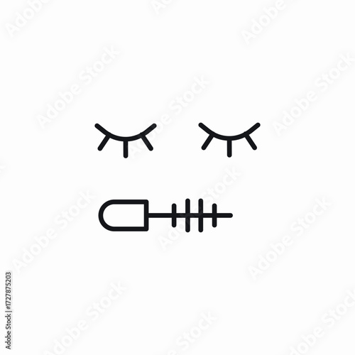 mascara brush eyelashes icon sign vector