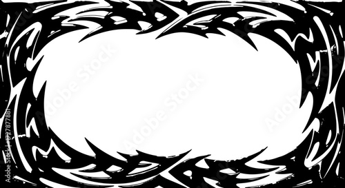 Striking tribal flame frame design with elegant black marble texture adds bold flair silhouette and cutout removed background