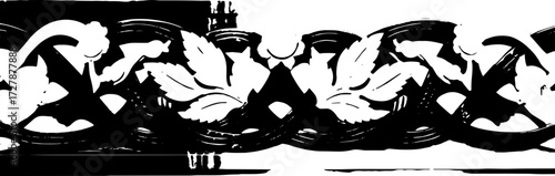 Exquisite carved onyx border with roses and leaves offers timeless elegance for luxury interiors. silhouette and cutout removed background